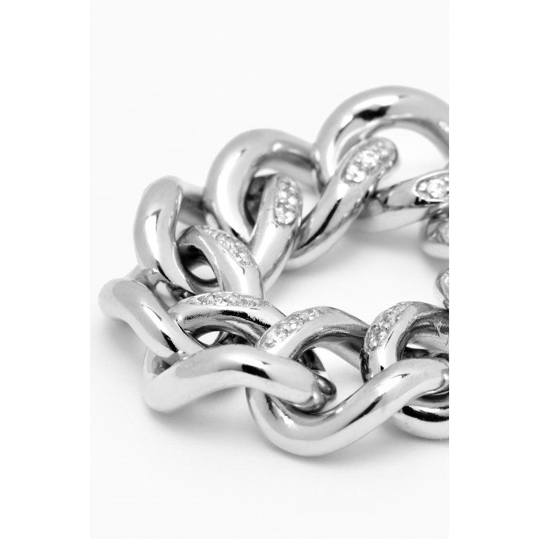 Ragbag - Crystal Chain Ring in Silver-plated Brass Silver