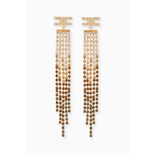 Elisabetta Franchi - Rhinestone Chain Earrings in Metal Brown