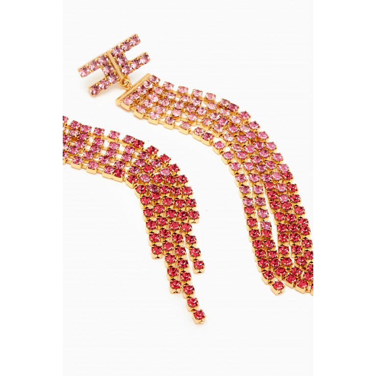 Elisabetta Franchi - Rhinestone Chain Earrings in Metal Pink