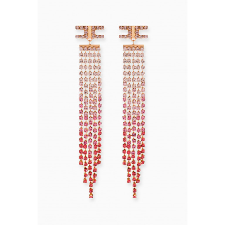 Elisabetta Franchi - Rhinestone Chain Earrings in Metal Pink
