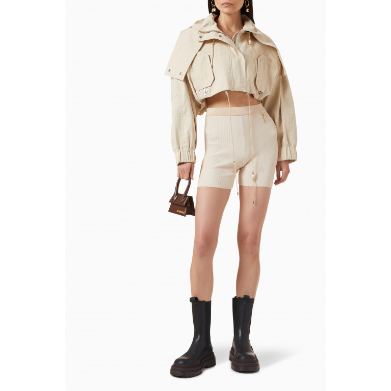 Jacquemus - Raphia Cropped Beaded Parka in Cotton-linen