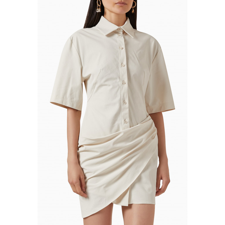 Jacquemus - La Robe Camisa Mini Shirt Dress in Twill White