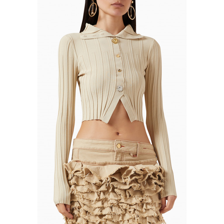 Jacquemus - Le Cardigan Bando in Ribbed-knit Neutral
