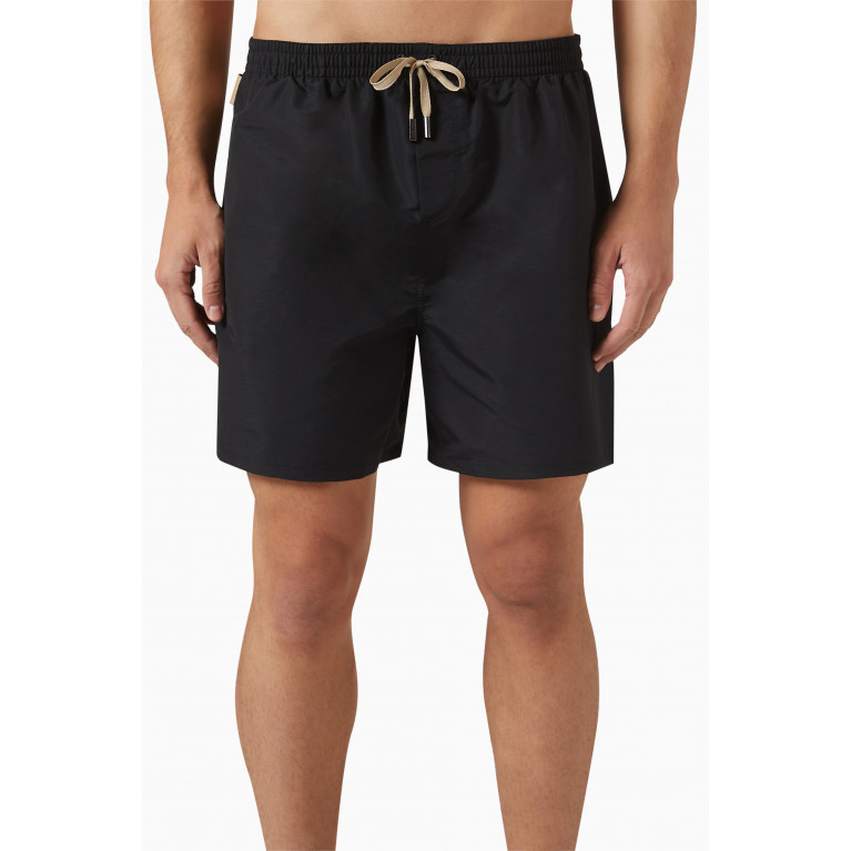Jacquemus - Logo Patch Swim Shorts in Nylon Black