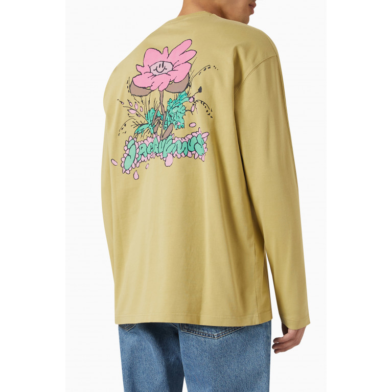 Jacquemus - Graphic Logo Print Long Sleeved T-Shirt in Cotton Green