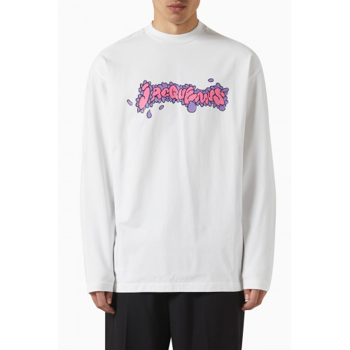 Jacquemus - Graphic Logo Print Long Sleeved T-Shirt in Cotton White