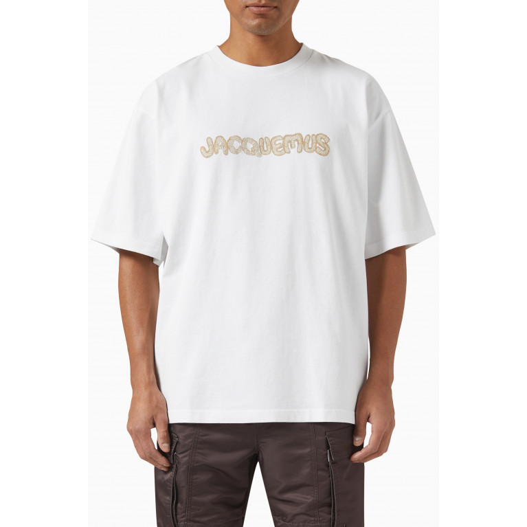 Jacquemus - Raphia logo T-shirt in Cotton Jersey White