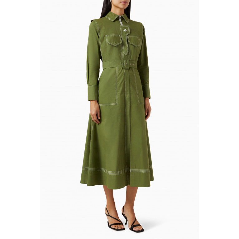 Notebook - Georgia Midi Dress in Cotton Green