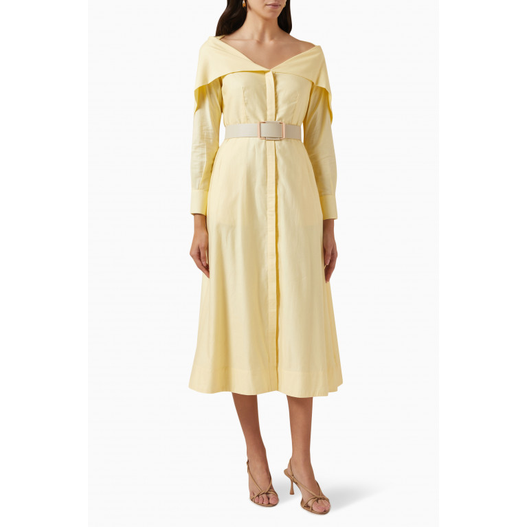 Notebook - Tia Shirt Dress in Cotton Poplin Yellow