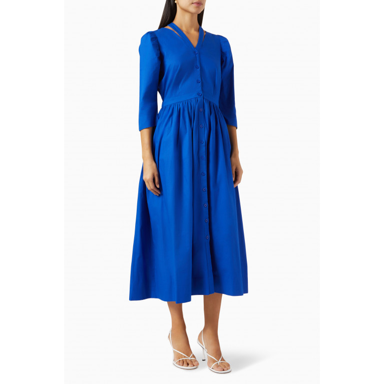 Notebook - Ziba Midi Shirt Dress in Cotton Poplin Blue
