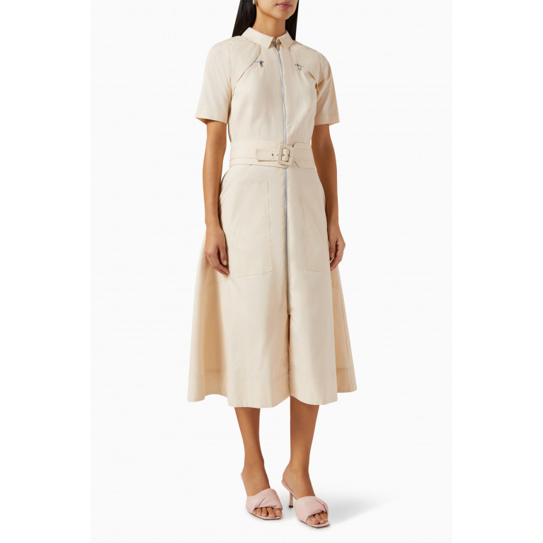 Notebook - Harper Midi Shirt Dress in Cotton Twill Neutral