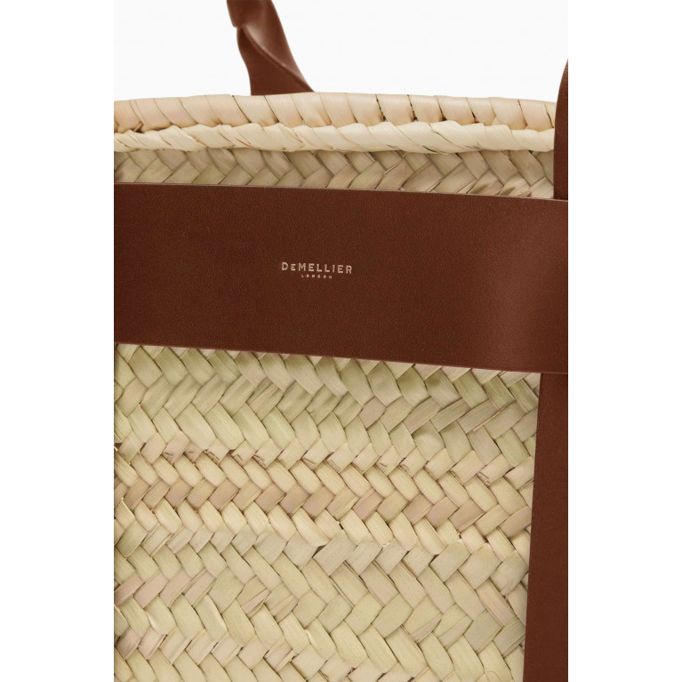 Demellier - Maxi Santorini Bag in Raffia & Leather Brown