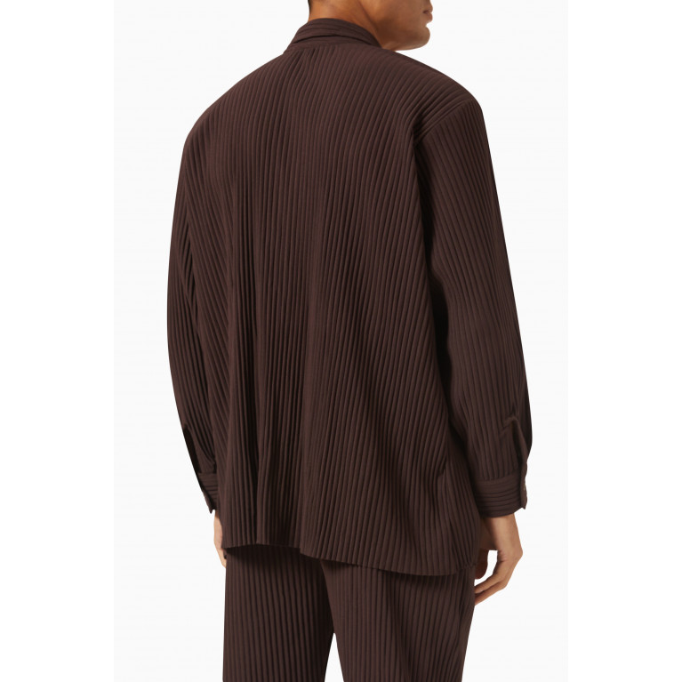 The Giving Movement - Pleated Shirt in PLISSE100© Brown