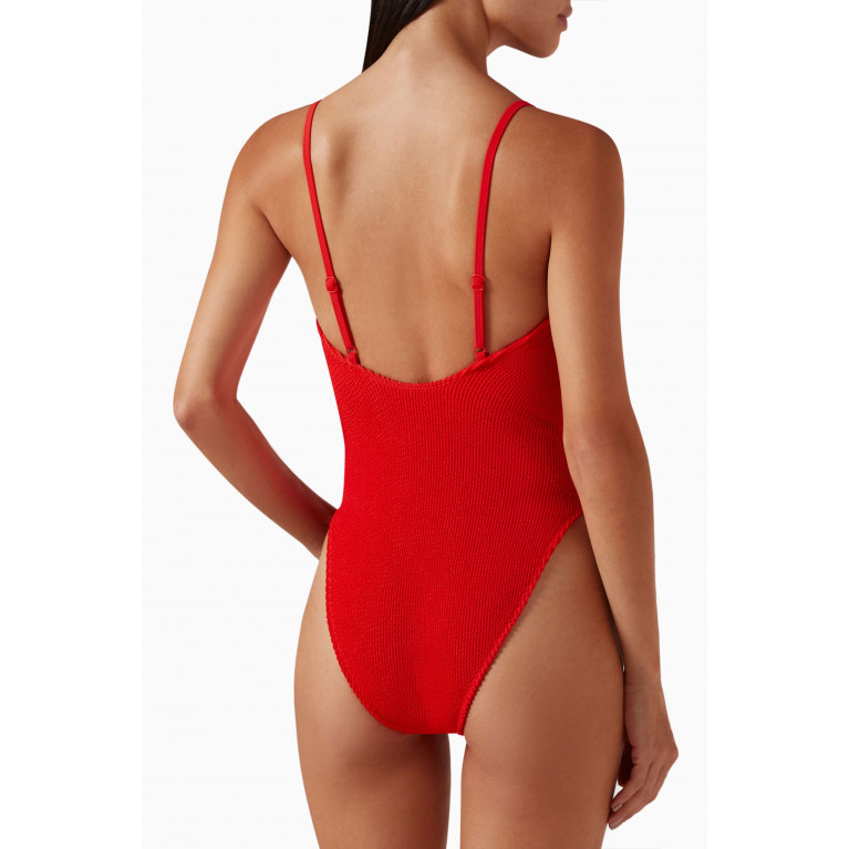 Good American - Always Fits One-piece Swimsuit in Crinkle Rib Knit Red