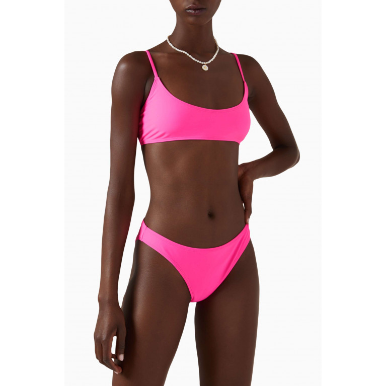 Good American - Deep Scoop Bikini Top Pink