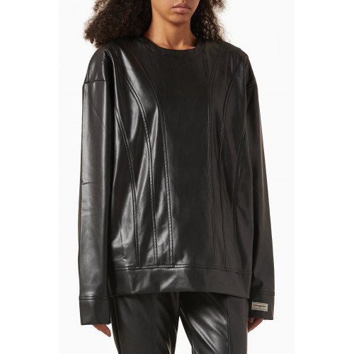 The Giving Movement - Pleather Panelled Sweatshirt in PLEATHER© Black