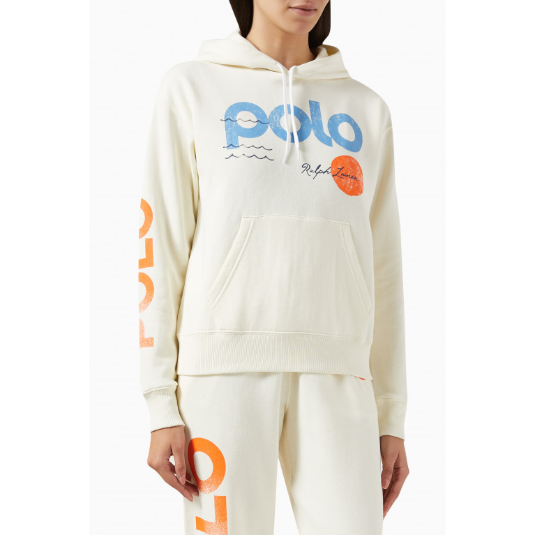 Polo Ralph Lauren - Logo & Wave Graphic-print Hoodie in Cotton-blend Fleece
