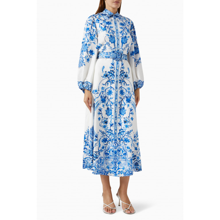 Polo Ralph Lauren - Printed Belted Midi Dress in Silk