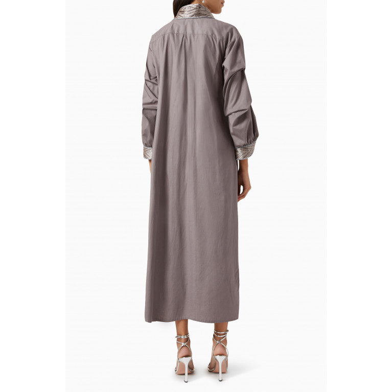 Hashimi - Embellished Shirt Dress in Cotton Grey
