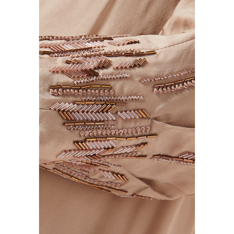 Hashimi - Embellished V-neck Midi Dress in Silk-chiffon