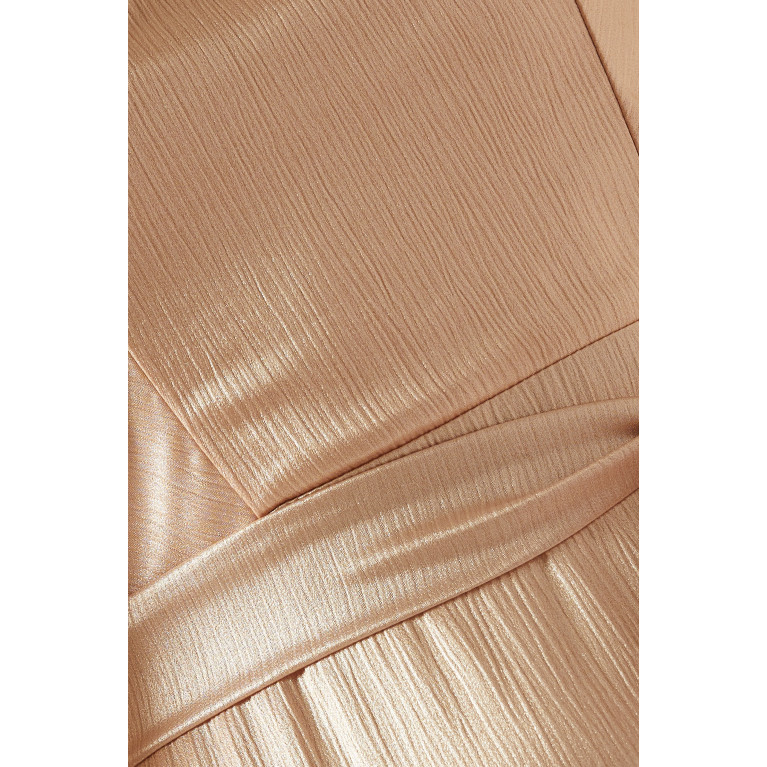NASS - Cape Sleeves Maxi Dress in Satin Gold