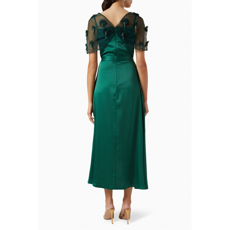 NASS - Midi Dress in Satin & Tulle Green