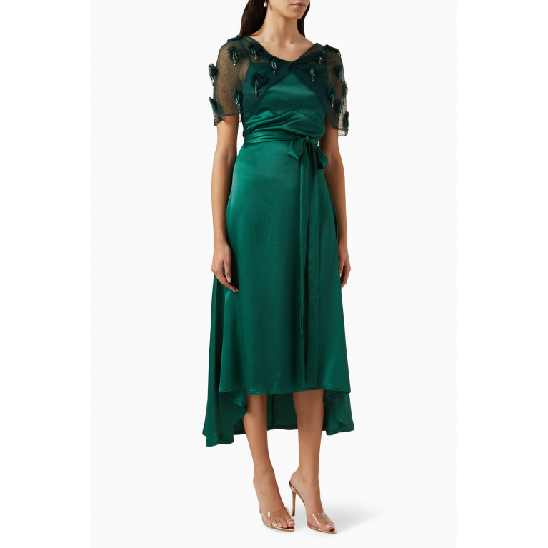 NASS - Midi Dress in Satin & Tulle Green