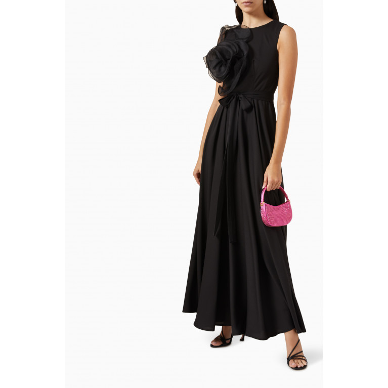 NASS - Maxi Dress in Crepe & Organza Black