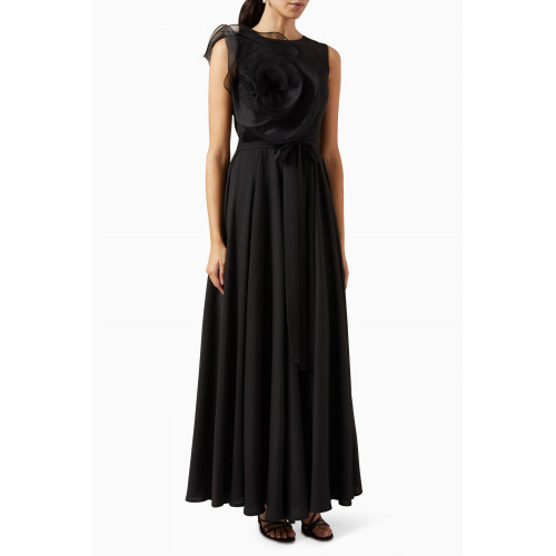NASS - Maxi Dress in Crepe & Organza Black