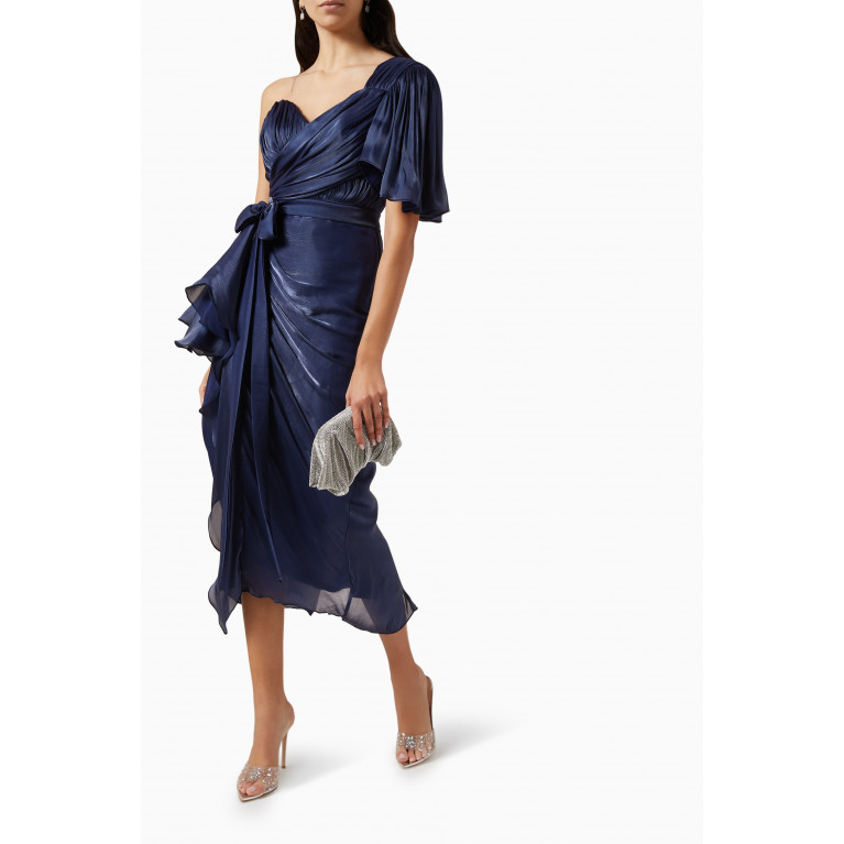 NASS - One Shoulder Dress in Chiffon Blue