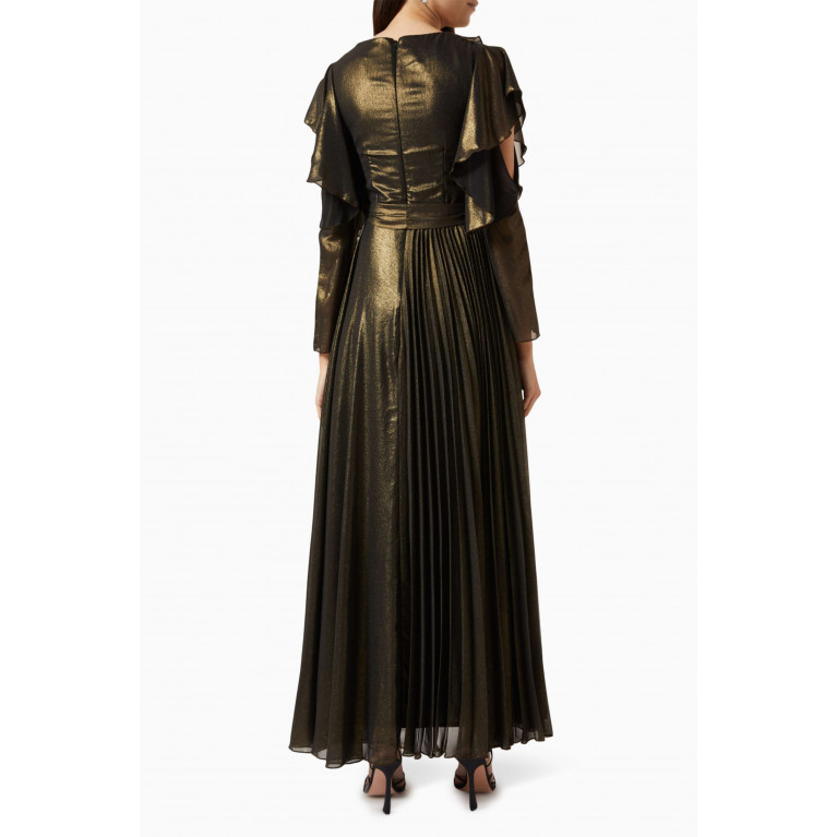 NASS - Pleated Shimmer Maxi Dress Black