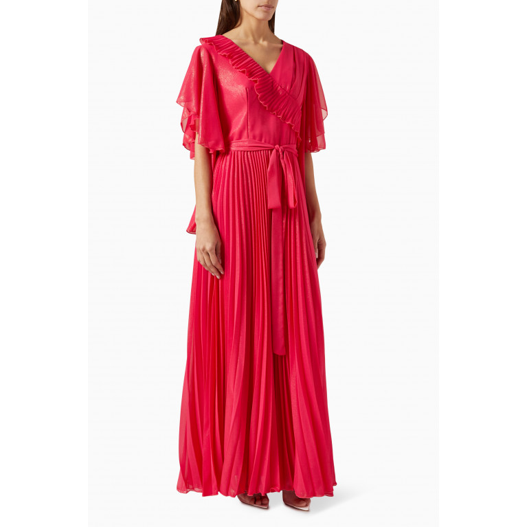 NASS - Pleated Shimmer Maxi Dress Pink