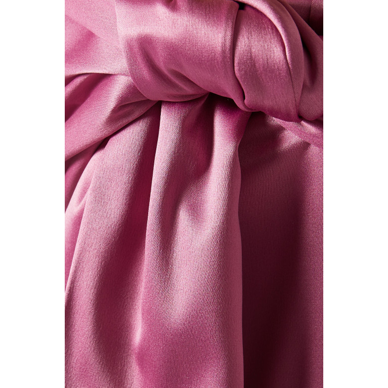 Roua AlMawally - Draped Off-shoulder Maxi Dress in Satin Pink