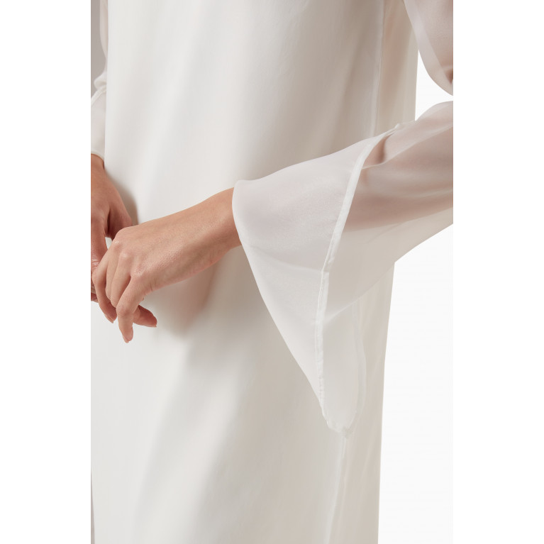 Roua AlMawally - Cape Dress in Satin & Organza White