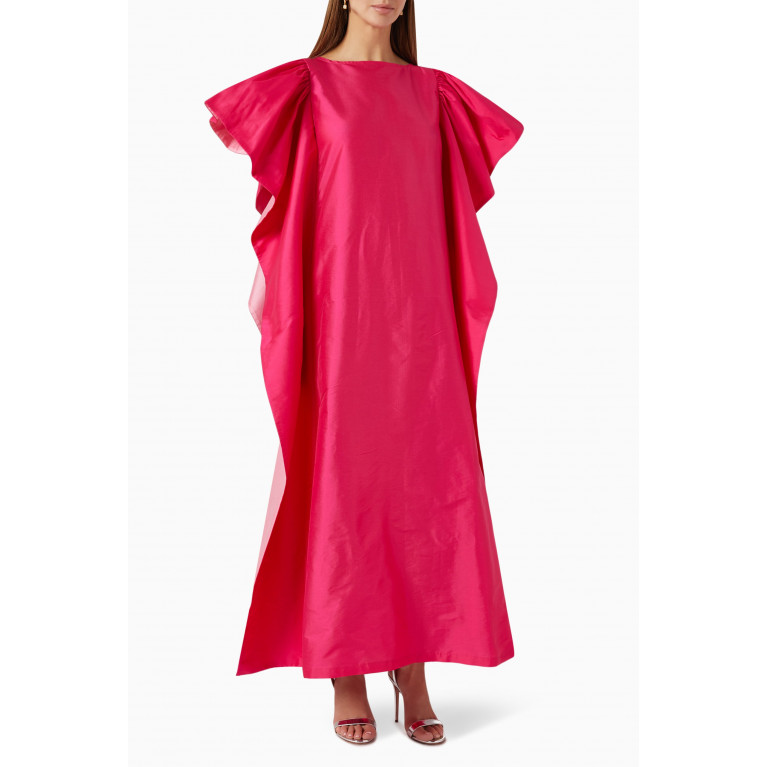 Roua AlMawally - Oversized Sleeves Dress in taffeta Pink