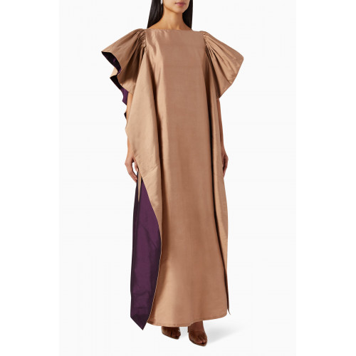 Roua AlMawally - Oversized Sleeves Dress in taffeta Purple
