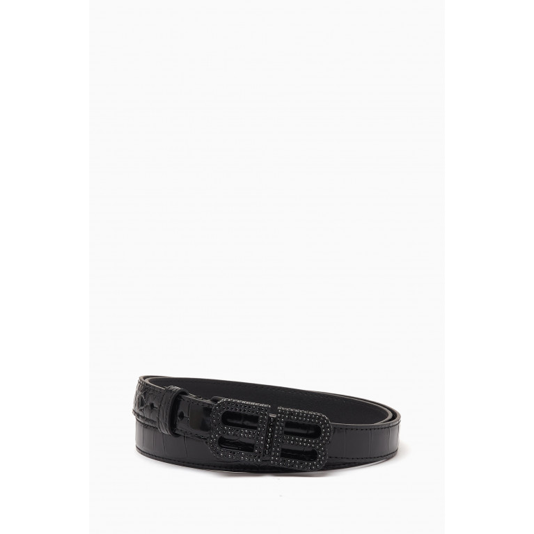 Balenciaga - BB Embellished Hourglass Belt in Croc-embossed Leather