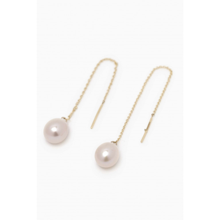 The Alkemistry - Large Pearl Threader Earrings in 18kt Gold