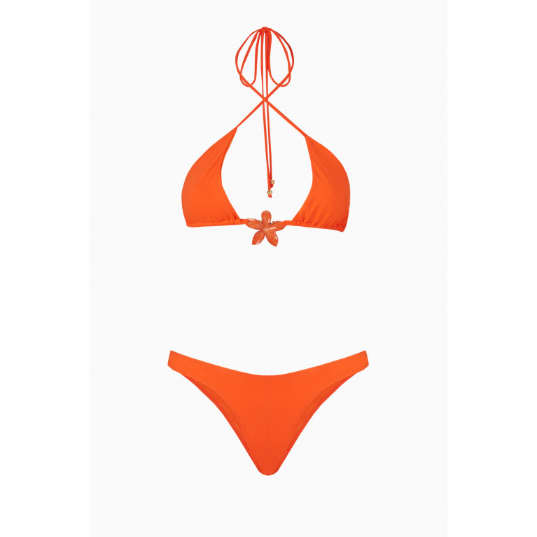 Leslie Amon - Aloha Bikini Set in Stretch Nylon Orange