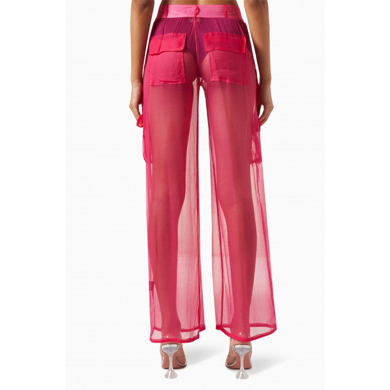 Leslie Amon - Cargo Pants in Mesh Pink