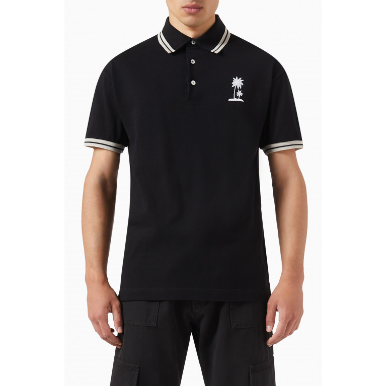 Palm Angels - Palm Polo Shirt in Cotton Black