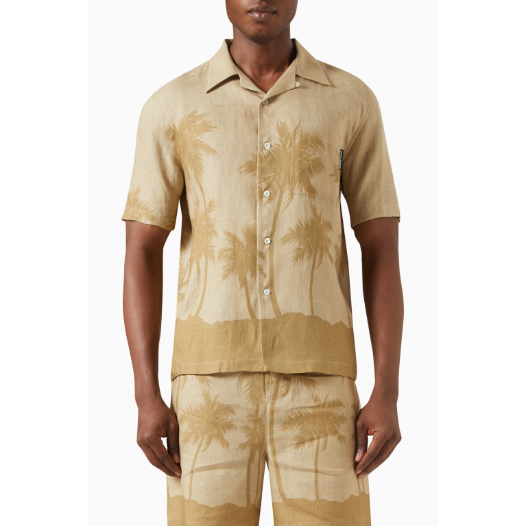 Palm Angels - All-over Palms Bowling Shirt in Cotton