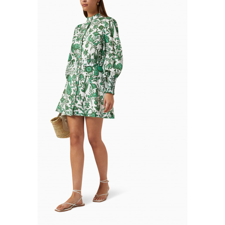 Keepsake The Label - Escape Leaf Print Mini Dress in Linen