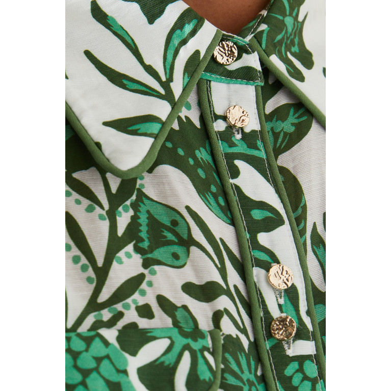 Keepsake The Label - Escape Leaf Print Midi Dress in Linen