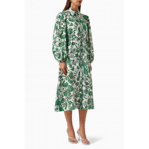 Keepsake The Label - Escape Leaf Print Midi Dress in Linen