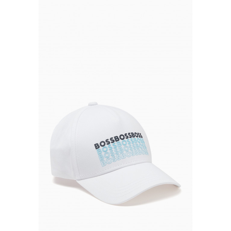 Boss - Repeat Logo Print Baseball Cap in Cotton Twill
