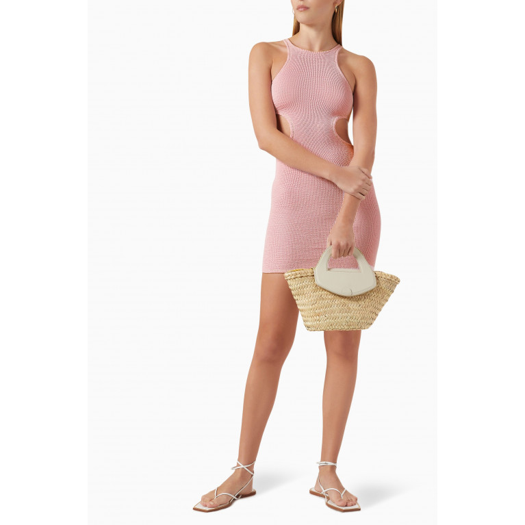 Reina Olga - Elle Cut-out Scrunch Mini Dress in Stretch-nylon Pink