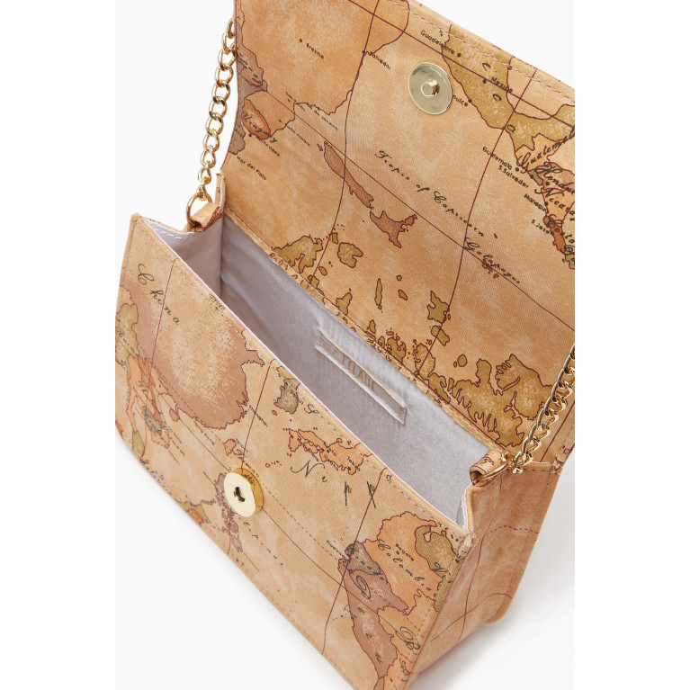 Alviero Martini - World Map Print Shoulder Bag in Canvas