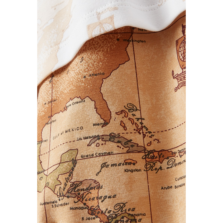 Alviero Martini - Geo Map Print Romper in Cotton Stretch