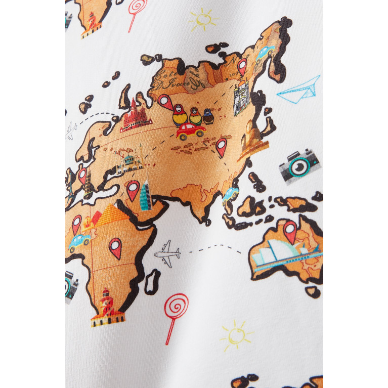 Alviero Martini - Geo Map Print T-Shirt & Shorts Set in Cotton Stretch